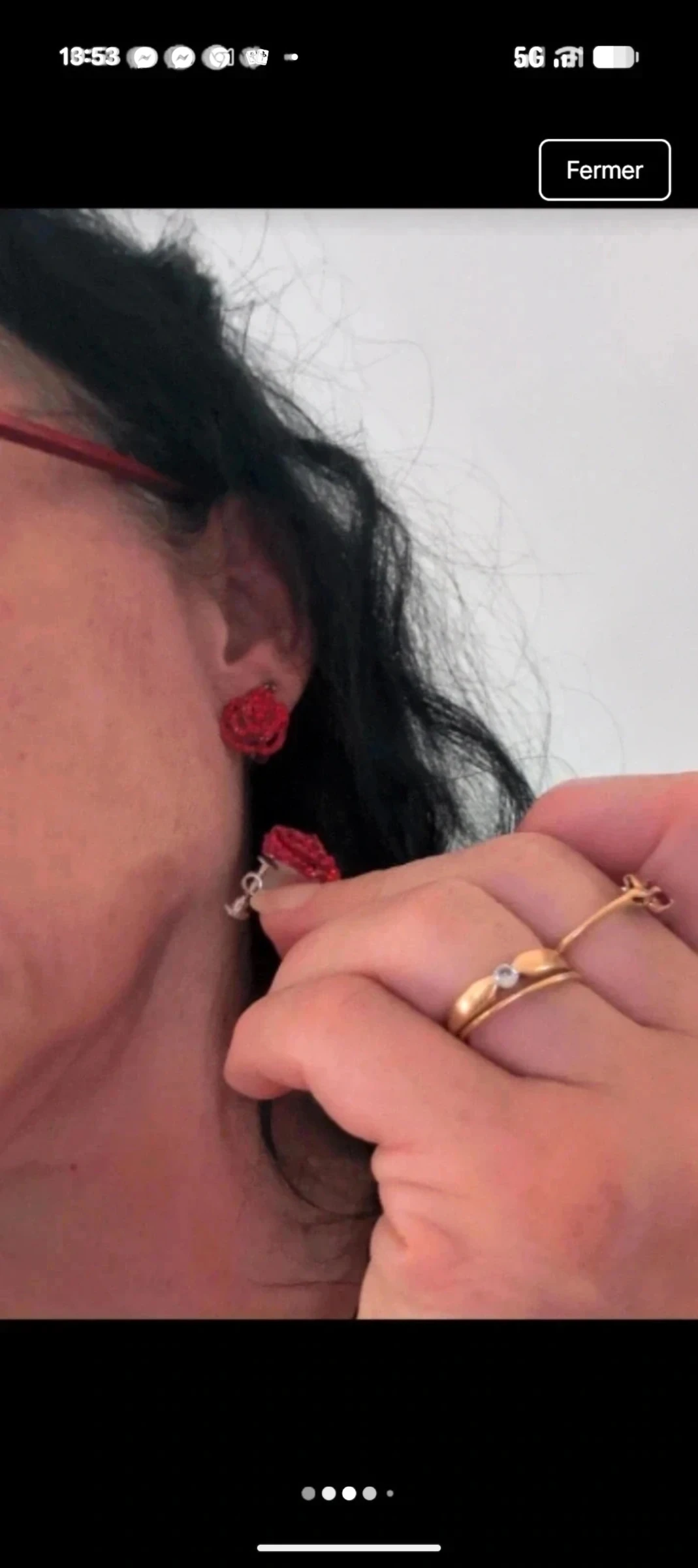 Conjunto collar+ pulsera+ pinzas de orejas con strass rojos – photo 4